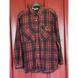 American Spirit Vintage Flannel Shirt Buffalo‎ Plaid Lumberjack USA Made Mens XL